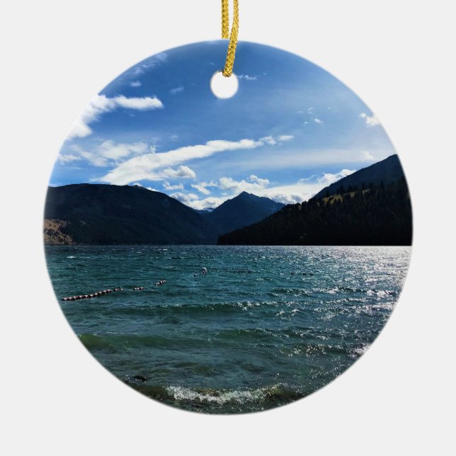 Wallowa Lake, Oregon Ceramic Tree Decoration (Front)