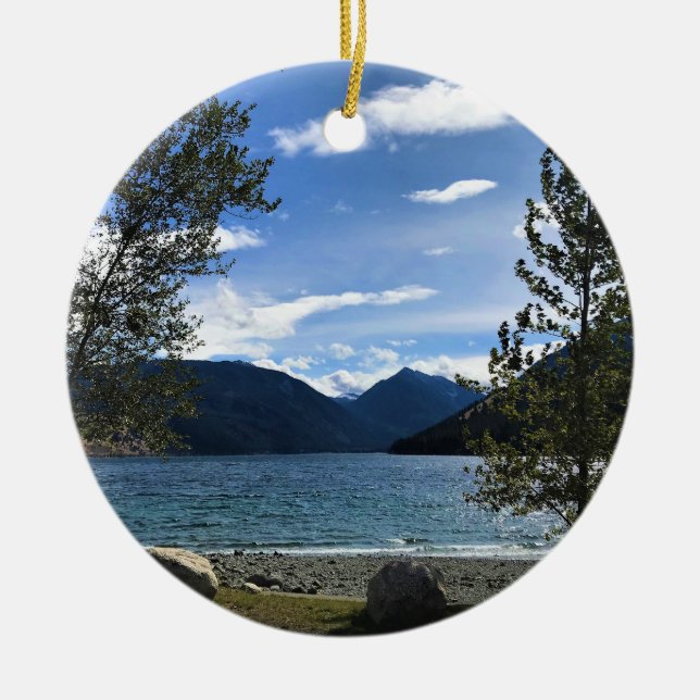 Wallowa Lake, Oregon Ceramic Tree Decoration (Front)