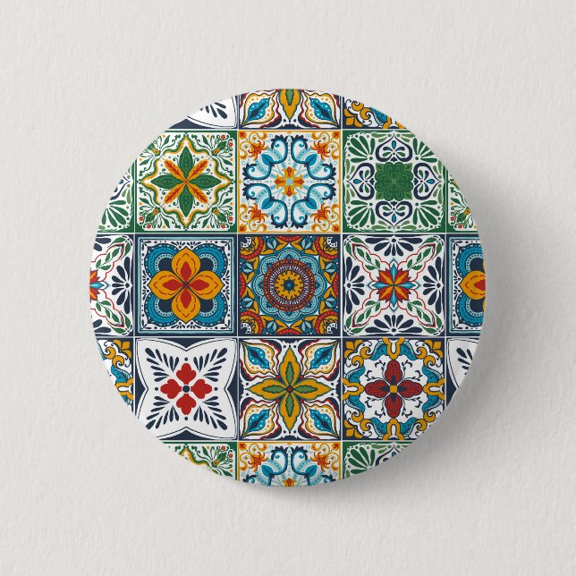 Wallpaper Backsplashes/Talavera inspired tiles 6 Cm Round Badge (Front)