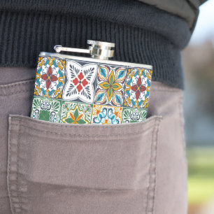 Wallpaper Backsplashes/Talavera inspired tiles Hip Flask