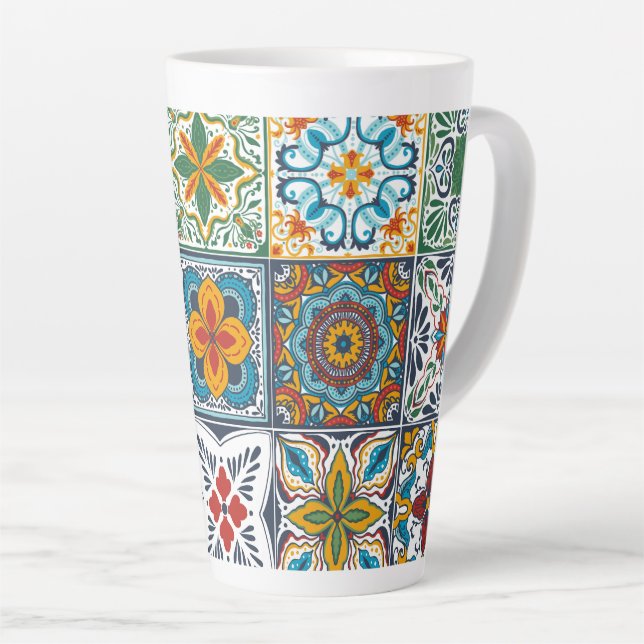Wallpaper Backsplashes/Talavera inspired tiles Latte Mug (Right Angle)