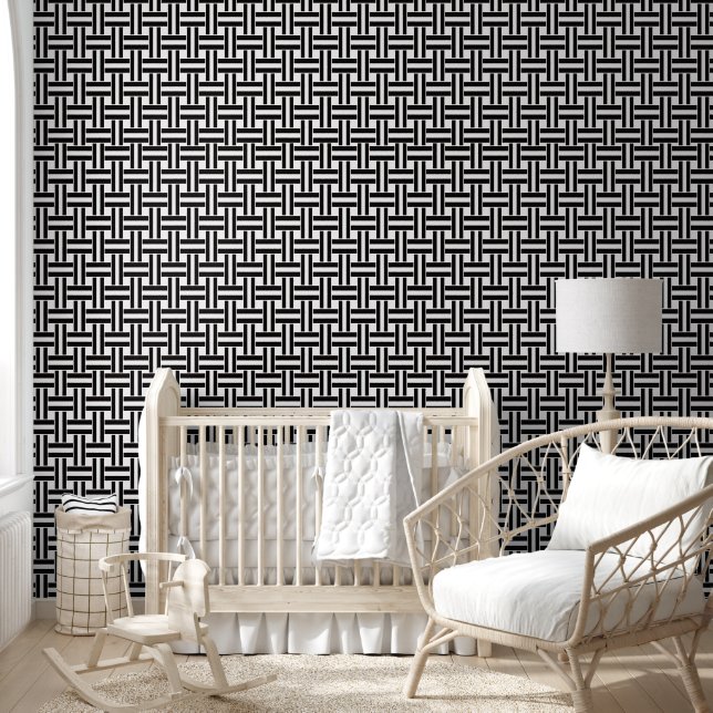 Wallpaper Black & White Stripe Chequered (Kids)