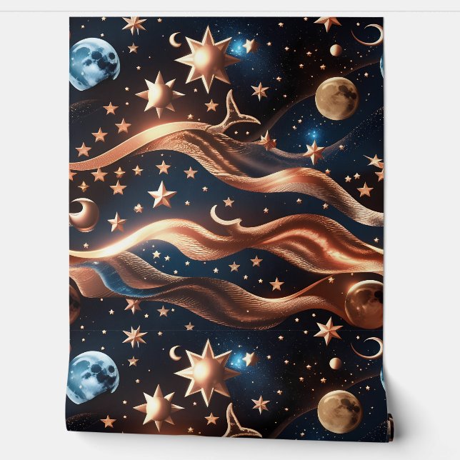 Wallpaper - Bronze Celestial Moon Design (Unrolling)