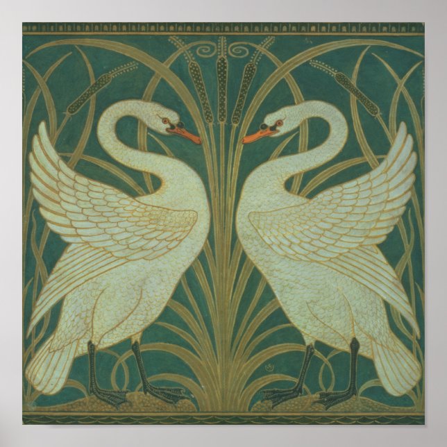 Wallpaper Design for panel of "Swan, Rush & Iris" Poster (Front)