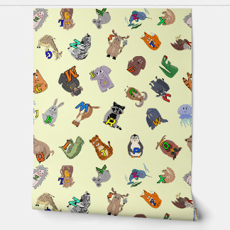 Wallpaper Educational print with a fun animal alph