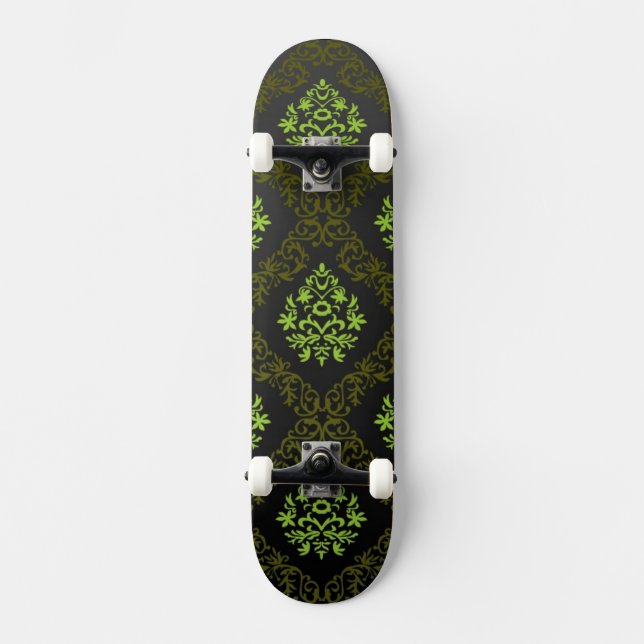 Wallpaper Floral Green Skateboard (Front)