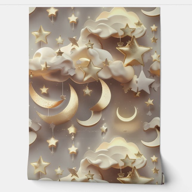 Wallpaper - Luxury Creamy Celestial Moon (Unrolling)