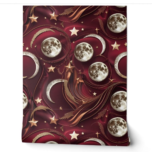 Wallpaper - Luxury Garnet Red Celestial Moon (Unrolling)