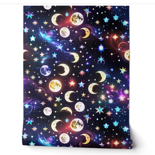 Wallpaper - Luxury Moonstone Opal Celestial Moon (Unrolling)