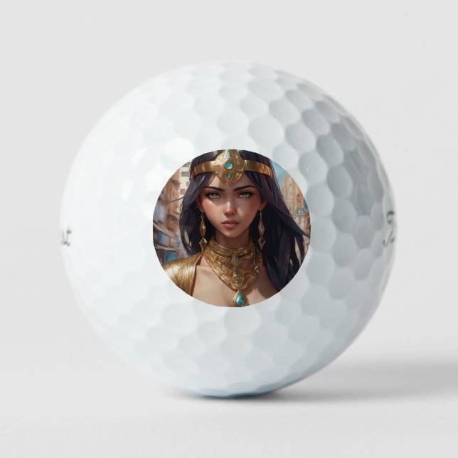 Wallpaper of a beautiful anime adventurer girl wea golf balls (Front)
