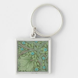 Wallpaper Pattern Sample with Forget-Me-Nots Key Ring