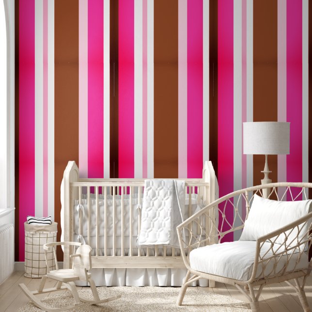 Wallpaper Pink Brown Stripe (Kids)