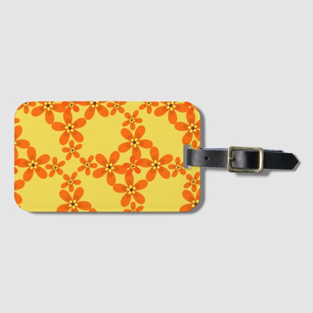 wallpaper retro orange 1970 luggage tag (Front Horizontal)