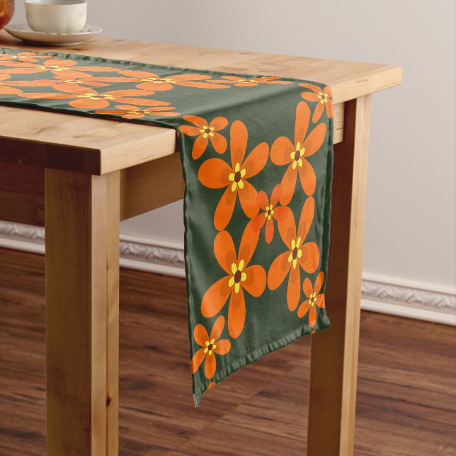 wallpaper retro orange 1970 short table runner (In Situ)
