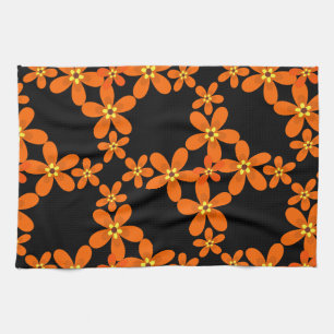 wallpaper retro orange 1970 tea towel