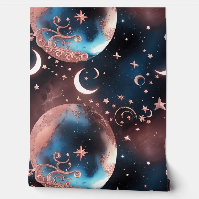 Wallpaper - Rose Gold Celestial Moon (Unrolling)