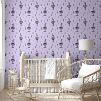 Wallpaper with images of ballerina bunnies.