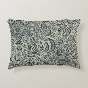 Wallpaper with navy blue seaweed style design decorative cushion