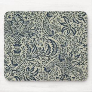 Wallpaper with navy blue seaweed style design mouse pad