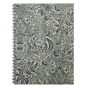 Wallpaper with navy blue seaweed style design spiral notebook
