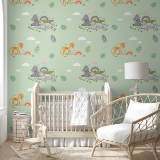 Wallpaper with pattern  wild African animals.