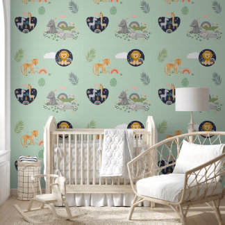 Wallpaper with pattern  wild African animals.