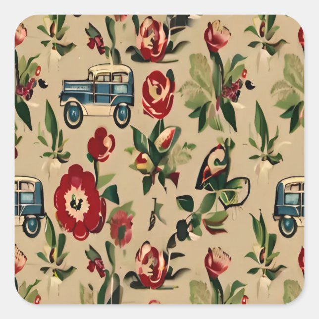 Wallpapers Vintage Retro 1940s Square Sticker (Front)