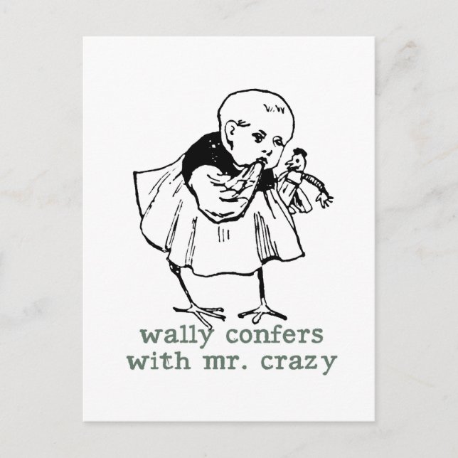 Wally and Mr. Crazy Postcard (Front)