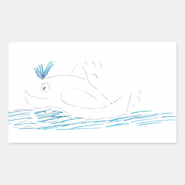 Wally Whale Rectangular Sticker (Front)