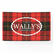 Wally's Homemade Goods Banner in Plaid
