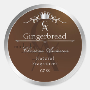Walnut Brown Product Label Silver Frame Monogram