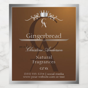 Walnut Brown Product Label Silver Frame Monogram