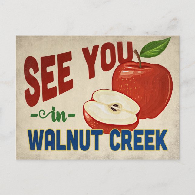 Walnut Creek California Apple - Vintage Travel Postcard (Front)