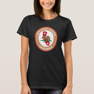Walnut Creek California Ca Flag And Bear Badge Sou T-Shirt