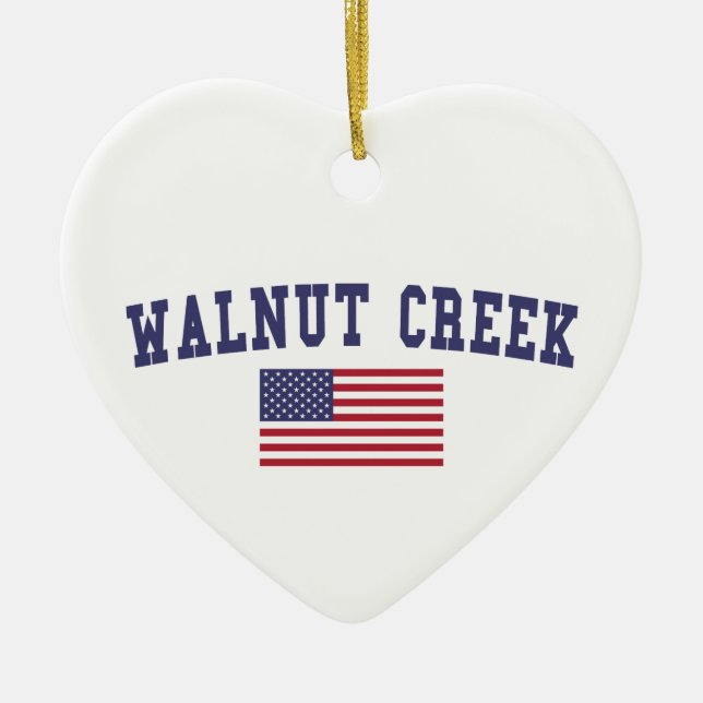 Walnut Creek US Flag Ceramic Tree Decoration (Front)
