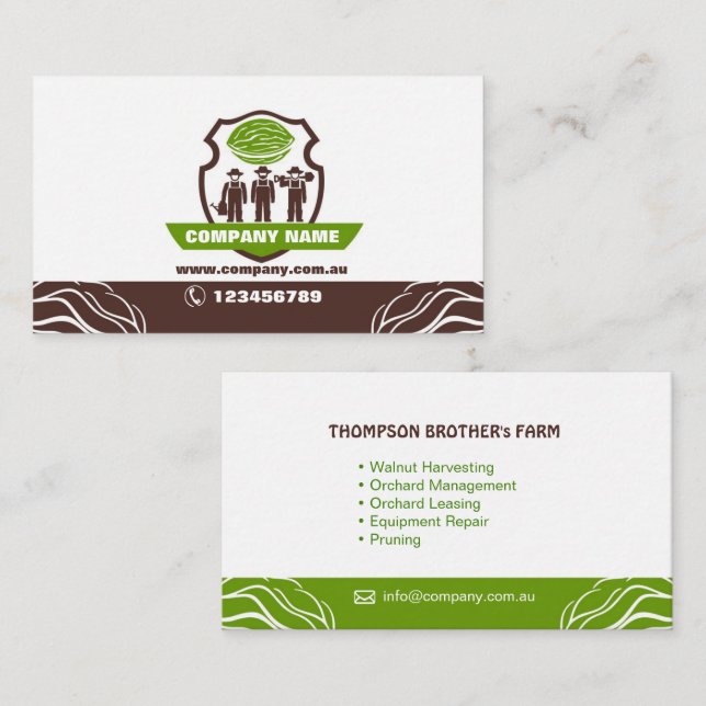 walnut Farms, agriculture, orchard Business Card (Front/Back)