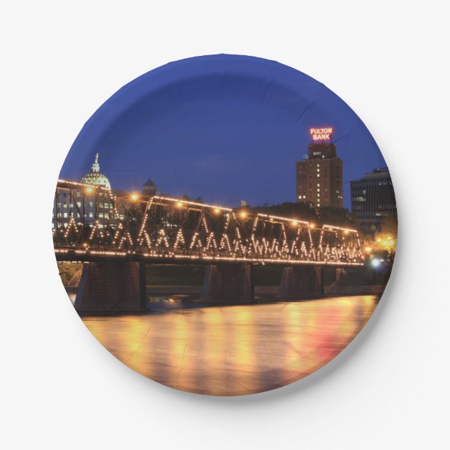 Walnut Street Bridge Harrisburg Pennsylvania Paper Plate (Front)