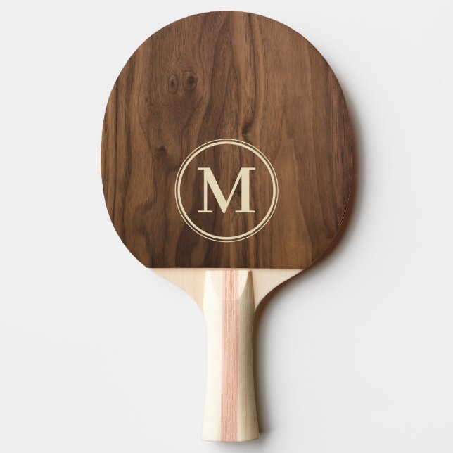 Walnut Wood Monogram Ping Pong Paddle (Back)