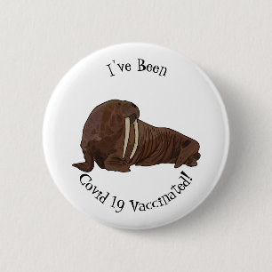 Walrus cartoon illustration 6 cm round badge