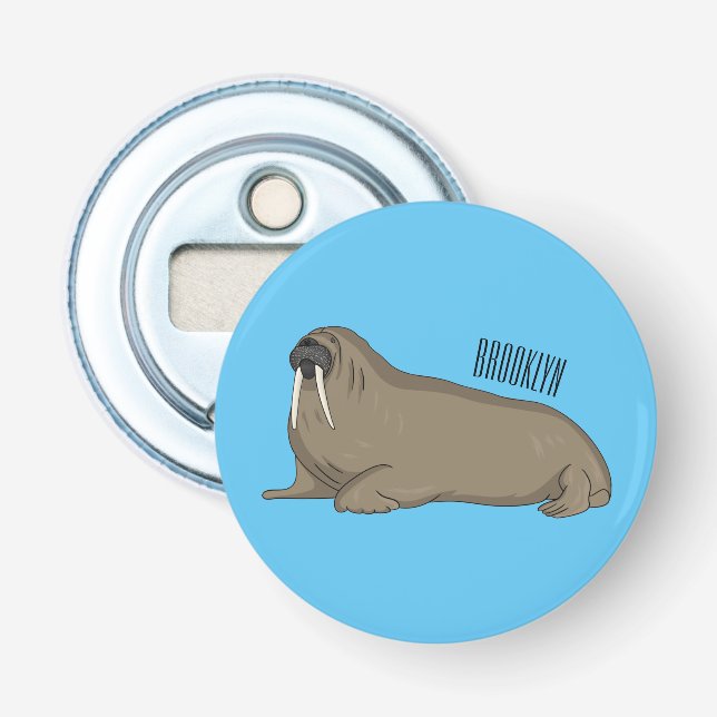 Walrus cartoon illustration  bottle opener (Front)