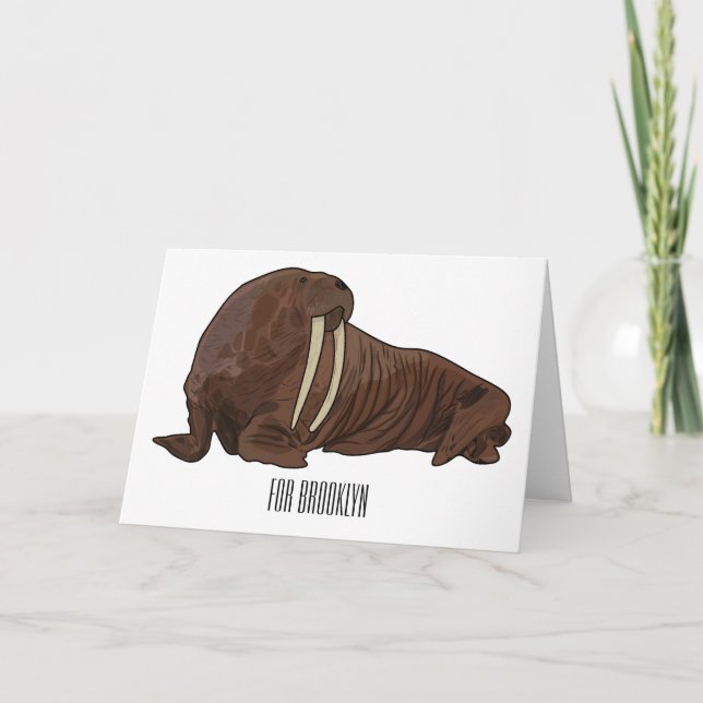 Walrus cartoon illustration card (Front)