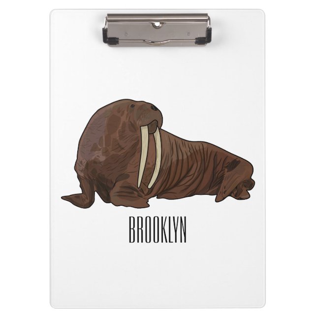 Walrus cartoon illustration clipboard (Front)