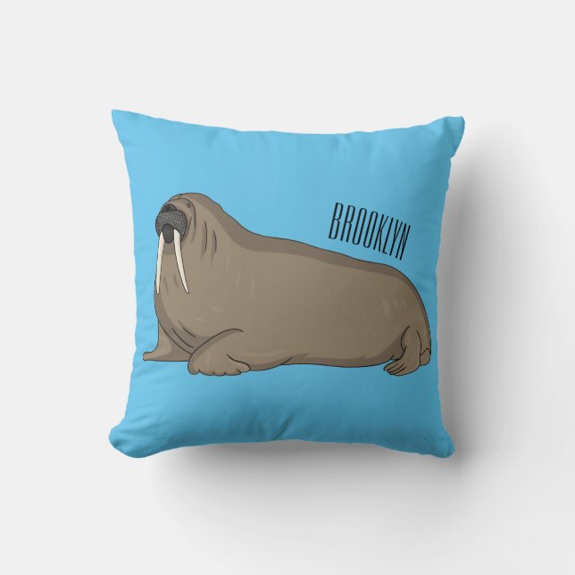 Walrus cartoon illustration  cushion (Front)