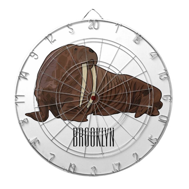 Walrus cartoon illustration dartboard (Front)