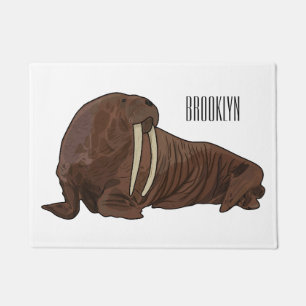 Walrus cartoon illustration doormat