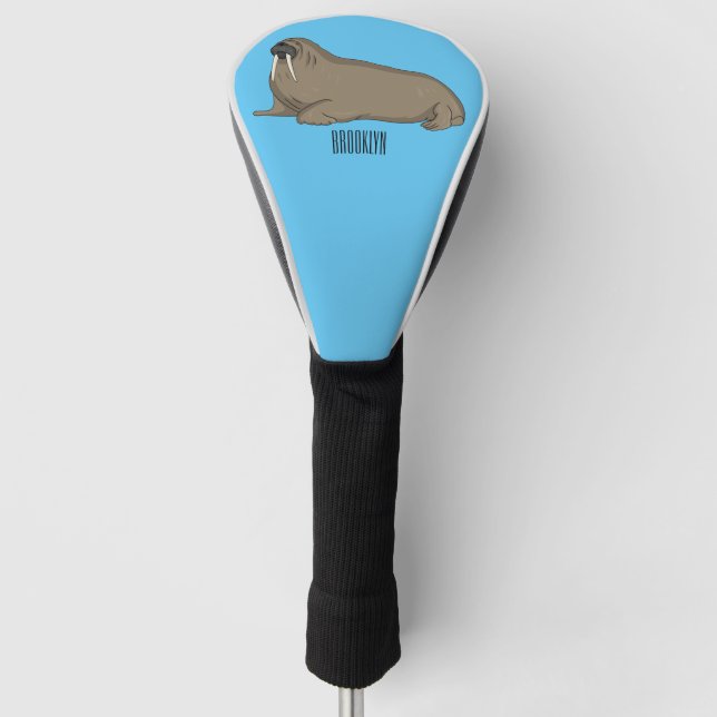 Walrus cartoon illustration golf head cover (Front)