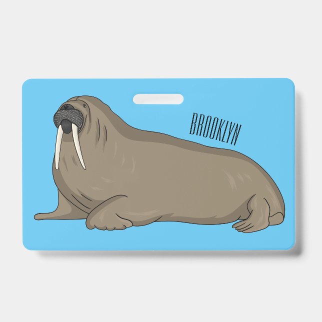 Walrus cartoon illustration ID badge (Front)