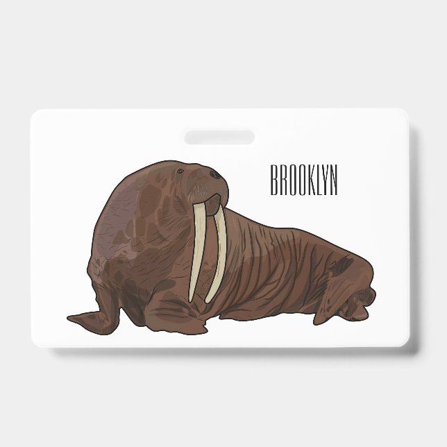 Walrus cartoon illustration ID badge (Front)