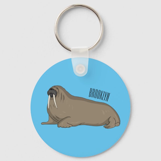 Walrus cartoon illustration  key ring (Front)
