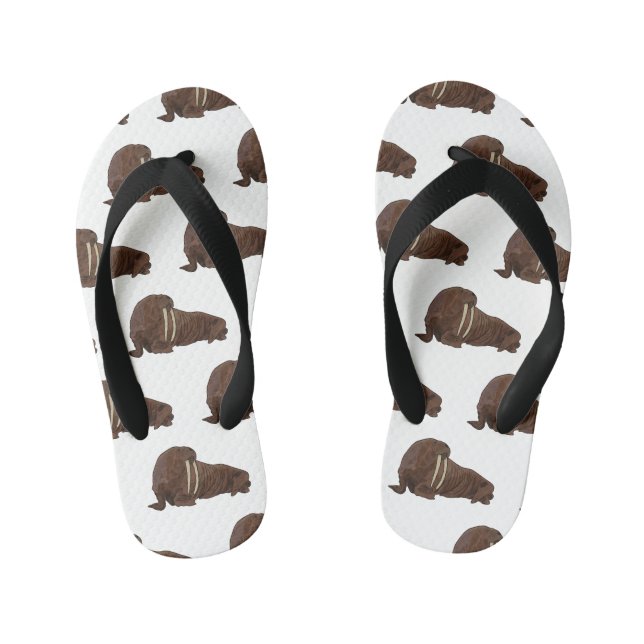 Walrus cartoon illustration kid's jandals (Footbed)